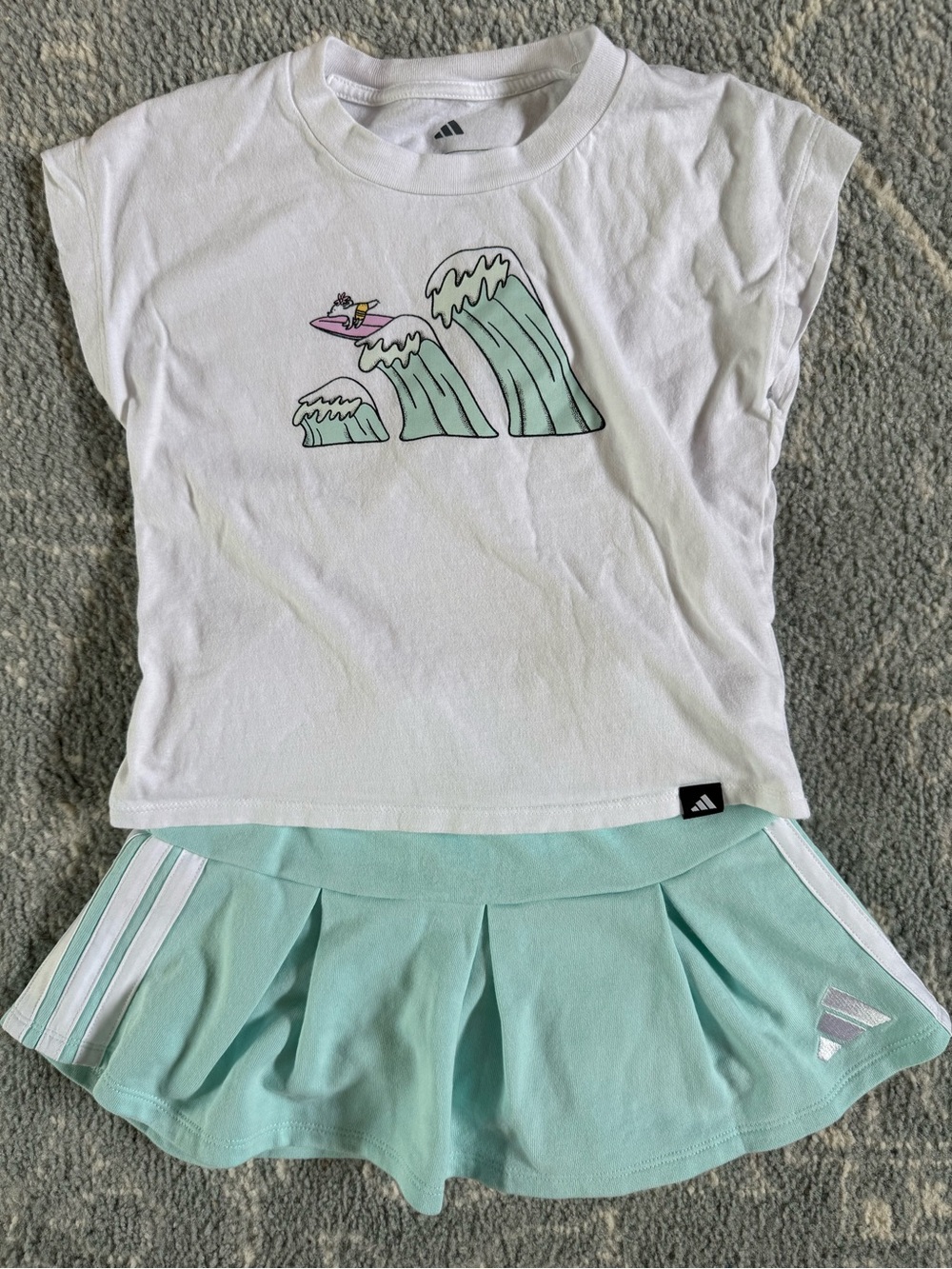 adidas Girls Matching Set with Graphic Tee and Tennis Skort